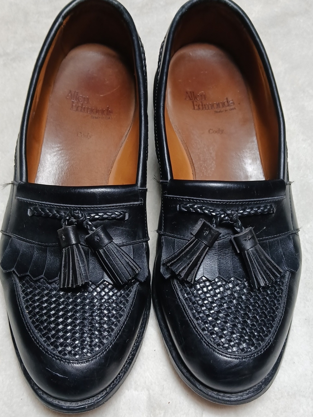 Allen Edmonds Cody Black Leather Tassel Kiltie Loafers Size 9.5 D